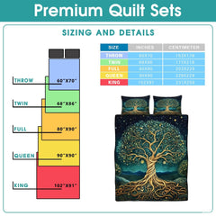 Fantasy Nature Tree of Life Quilt Set with Twisted Tree Trunk And Bedroom