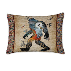 Matching pillowcase detail for woodland bedding set showcasing coordinating Bigfoot and forest artwork