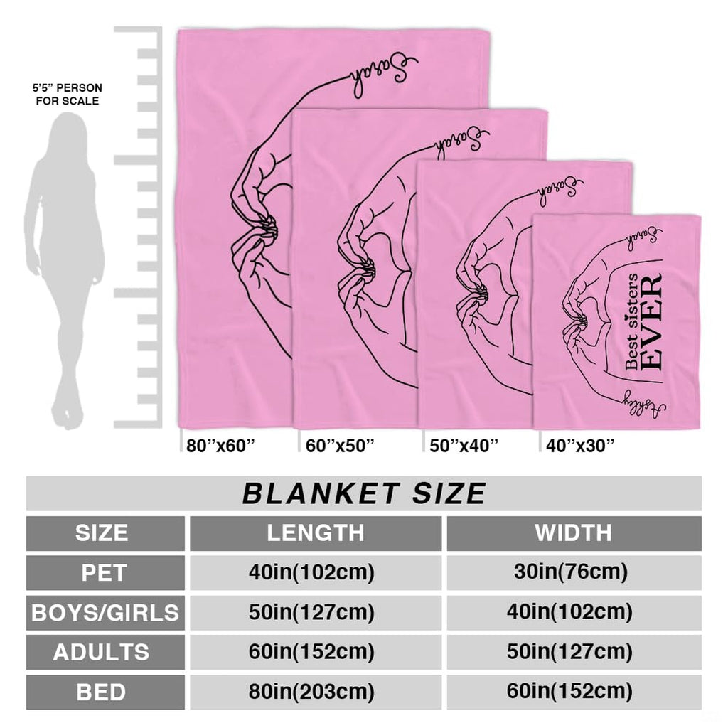 Best sisters ever heart hands line art blanket showing sisterhood design view 8