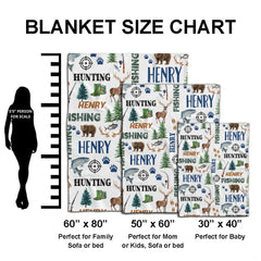 Wilderness sportsman deer bear trout blanket held outdoors in autumn park