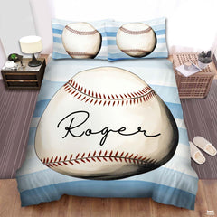 Personalized Baseball Bedding Full Size Flag Custom Name Duvet Cover Set Sport Decor Sports Comforter Bed Set (Baseball Blue)