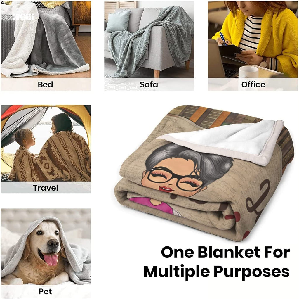 Jeminise Customized Reading Blanket for Book Lovers, Personalized Daughter Gift
