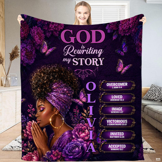 Purple bedding set display featuring blooming violet flowers, glowing butterflies, and an artistic crowned woman portrait.