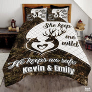 Personalized Deer Silhouettes Forming Heart Outline Comforter