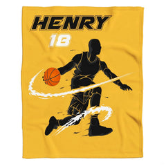Basketball dribble speed yellow throw blanket showing player silhouette on yellow