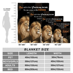Close-up texture and border detailing of the lion and lamb faith blanket.