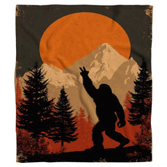 Graphic overview of Bigfoot peace sign blanket design and feature attributes.