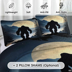 Personalized Bigfoot Silhouette Forest Night Scene Quilt Set