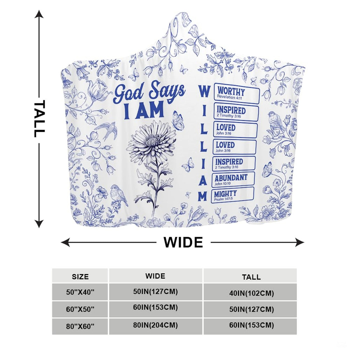 Faith inspired scripture floral blanket styled on an armchair in a sunlit reading room