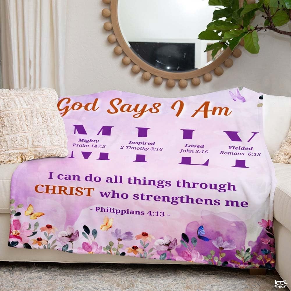 Custom Christian scripture floral Blanket, Machine Washable