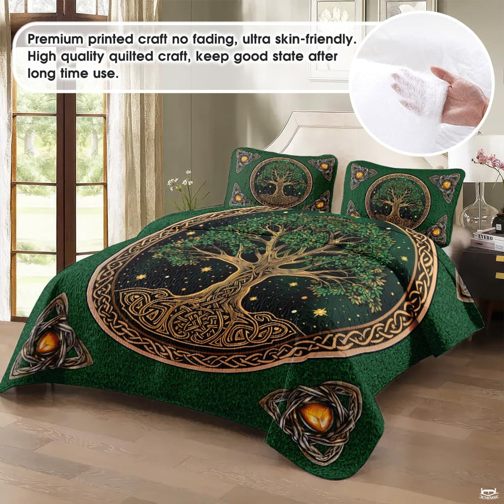 Personalized Yggdrasil Tree of Life Quilt Sets, Machine Washable