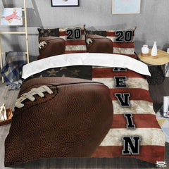 Custom Sports and Patriotism Football on American Flag Background Comforter