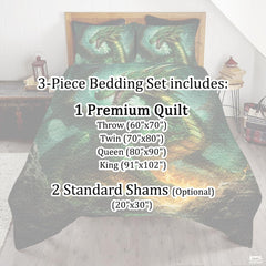 Fantasy Comforter Set with Dragon and Bedroom and Fire And Spikes
