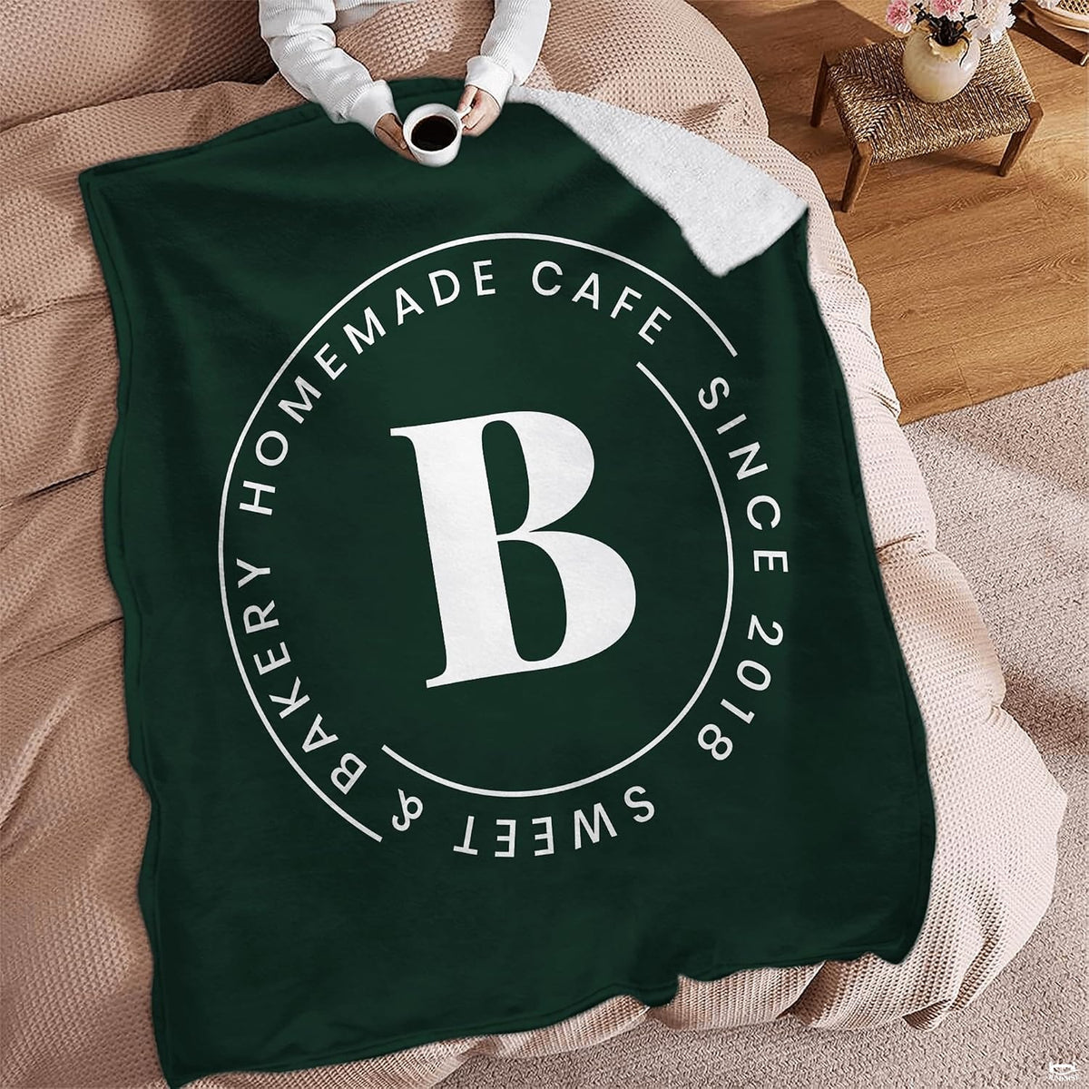 Corporate badge emblem blanket arranged over boardroom armchair