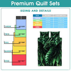 Green dragon bedding sizing infographic