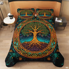 Personalized Colorful Celtic Tree of Life Quilt Sets, Machine Washable