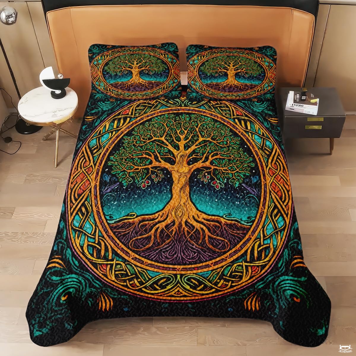 Personalized Colorful Celtic Tree of Life Quilt Sets, Machine Washable