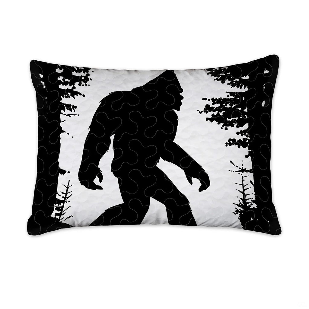 Matching pillowcase detail for cryptid bedding set showcasing coordinating playful Bigfoot artwork