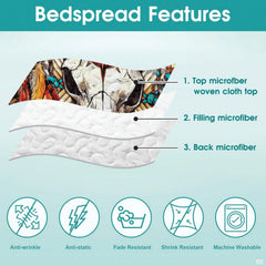 High-angle view of western bedding set showing coordinating pillow shams in a modern cabin bedroom