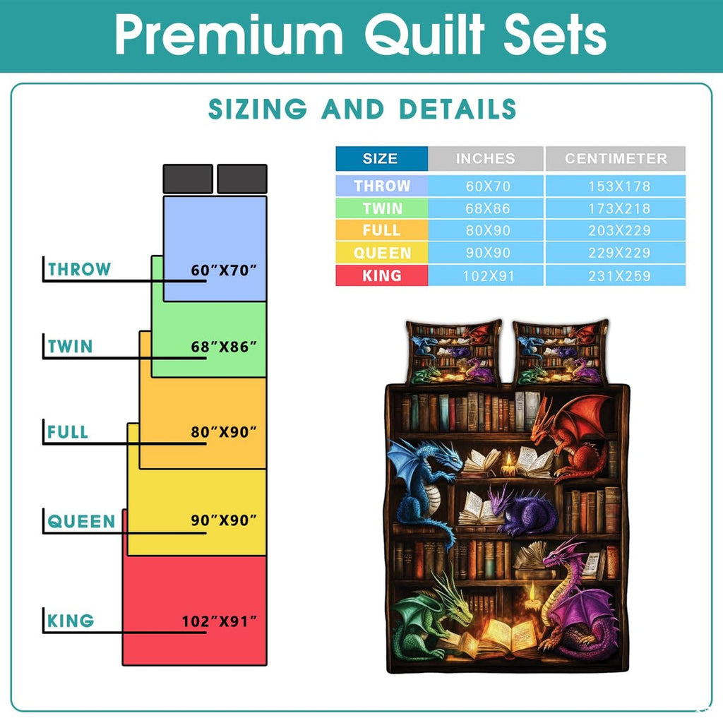 Reading dragon bedding sizing infographic