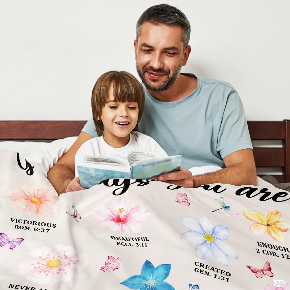 Custom Inspirational Bible Verse Floral Blanket