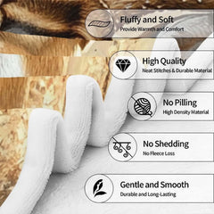 Folded edge of whitetail deer throw blanket showing clean print and white reverse side