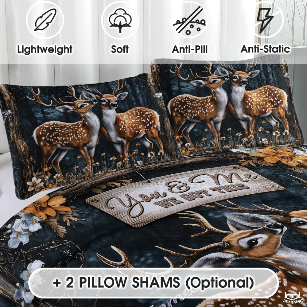 Personalized Wildlife and Romance Two Deer Standing in a Forest Comforter