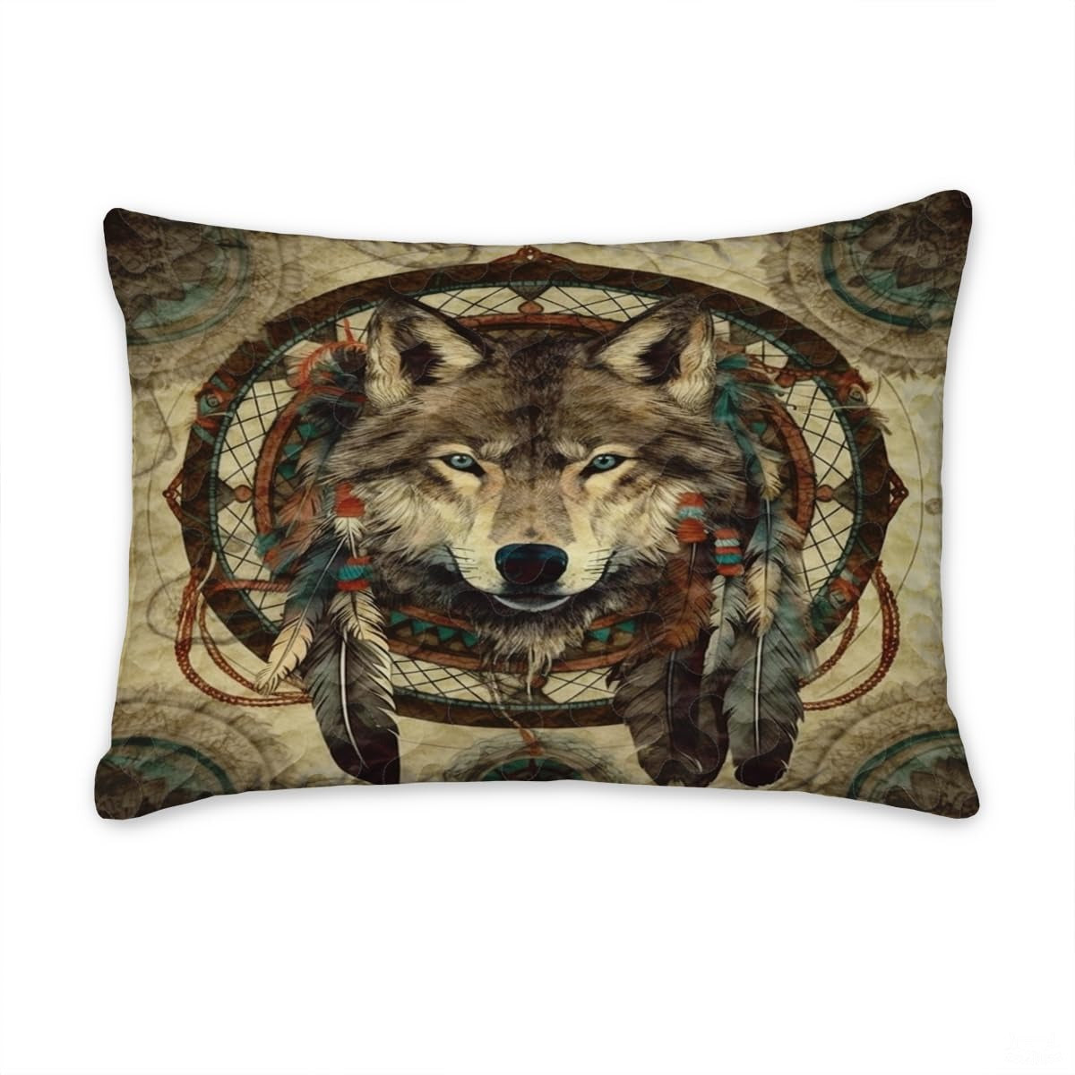 Custom Wolf Head Centered in Dreamcatcher Comforter