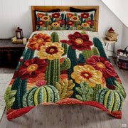 Personalized Vibrant Cactus Flower Quilt Set