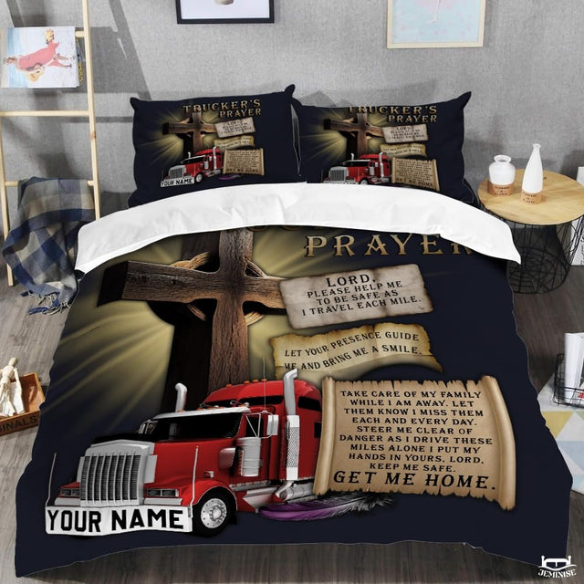 Custom Christian Faith Semi Truck in Front of Large Comforter