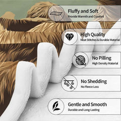 Visual overview highlighting design details of bigfoot graphic blanket