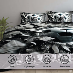 Custom Exploding Soccer Ball Comforter Set, Machine Washable