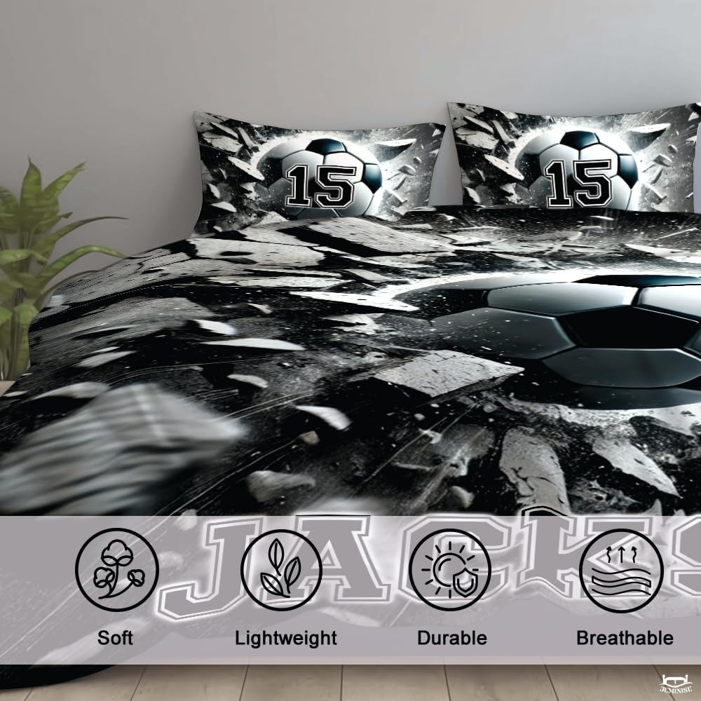 Custom Exploding Soccer Ball Comforter Set, Machine Washable