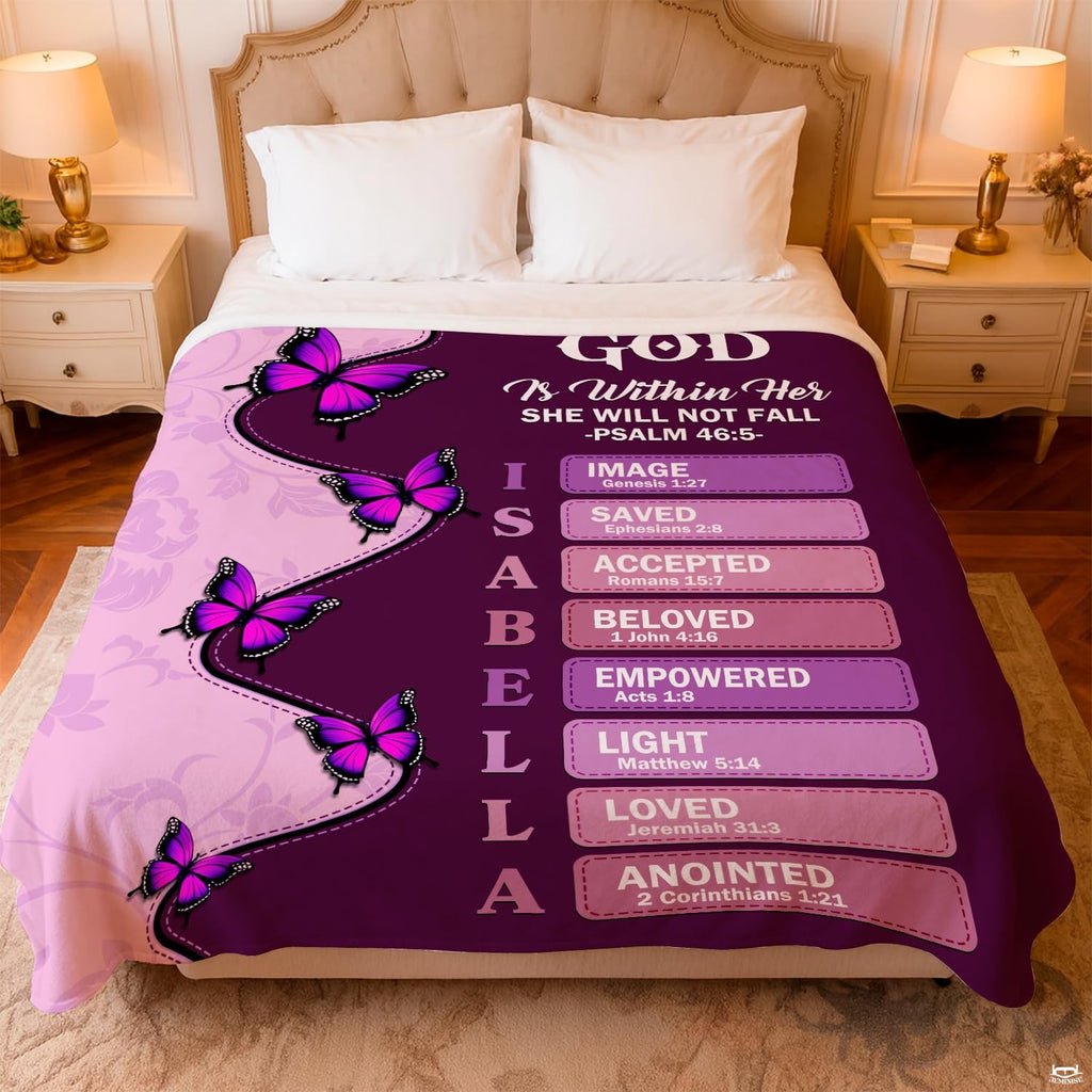 Custom Purple Butterfly Christian Blanket, Machine Washable