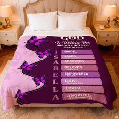 Custom Purple Butterfly Christian Blanket, Machine Washable