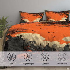 Personalized Autumn Halloween Bedding Set – Custom Fall-Themed Duvet Cover and Pillowcases, Perfect for Bedroom or Guest Room – Spooky & Cozy Halloween Decor (Halloween 08)