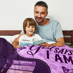 Custom Purple Butterflies Text Blanket, Machine Washable
