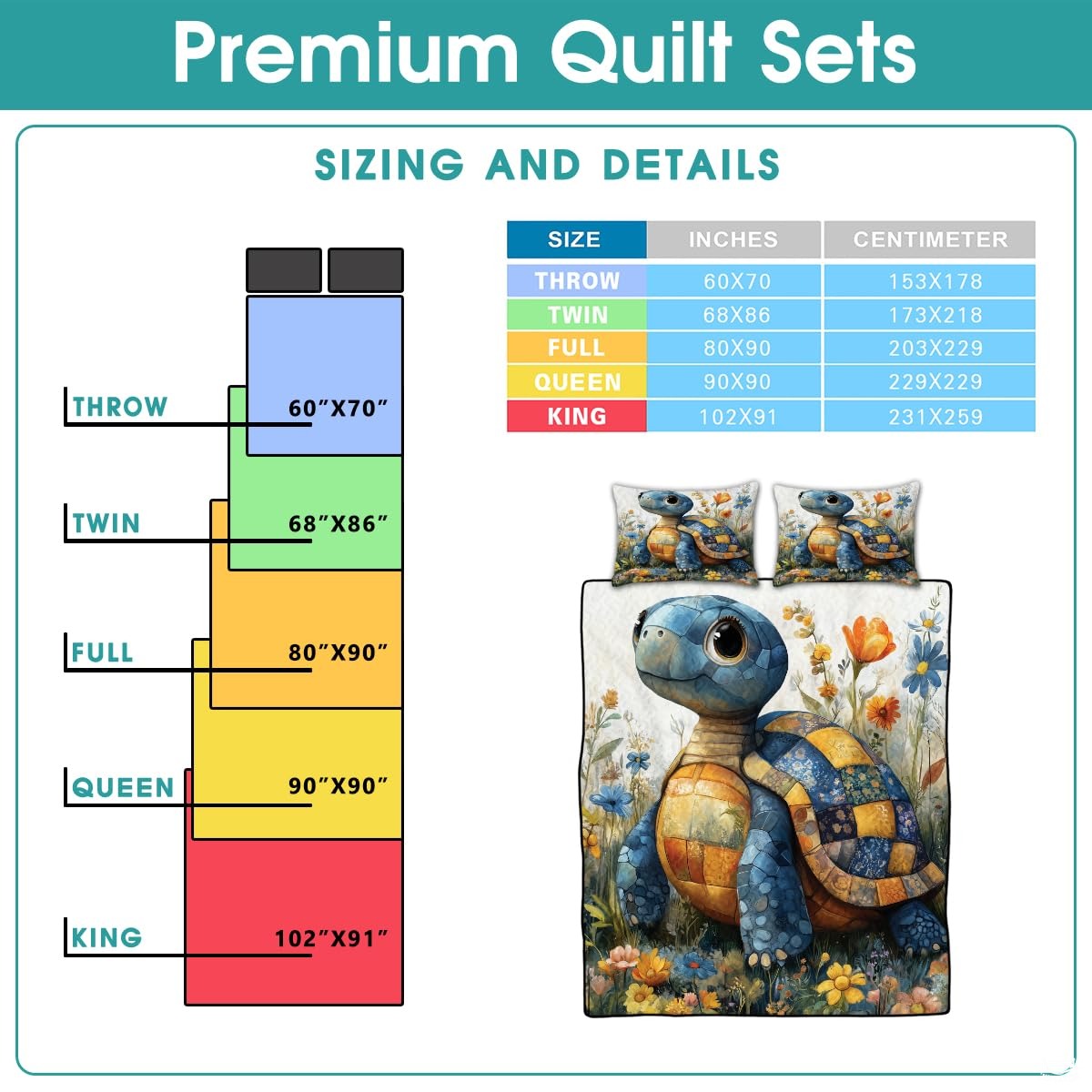 Sea Turtle Pattern Quilt, Animal Patchwork Sea Turtle Quilt Set Patchwork Style, Premium Pattern Quilt Bedspread, Animals Bedding Quilts Gift for Men Women