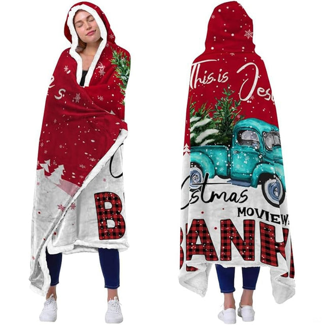 Detailed illustration of Santa sleigh silhouette across deep red holiday bedding.