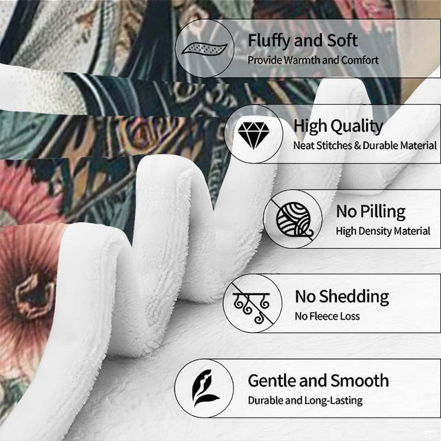 Detailed view of floral horse bedding artwork showing teal daisies, blush pink petals, and golden stars.
