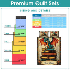 Detailed overview showing dragon artwork layout with decorative vintage scroll banner.