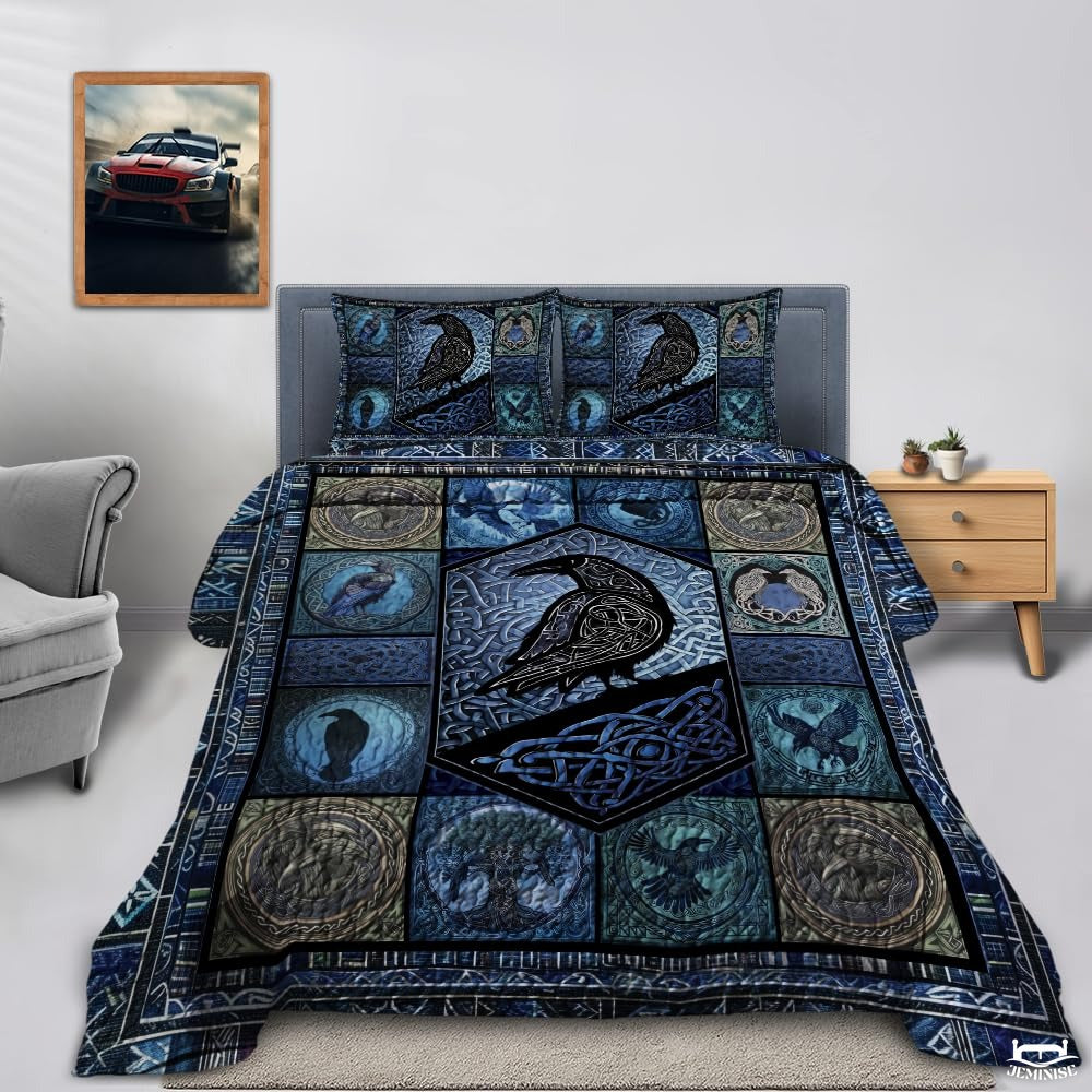 Norse Mythology Raven Within Celtic Knot Frame Quilt