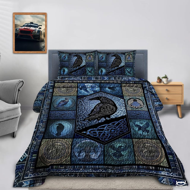 Norse Mythology Raven Within Celtic Knot Frame Quilt