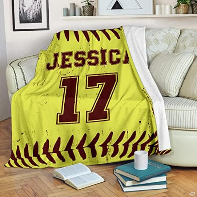 Distressed fastpitch optic yellow textile display on living room sofa