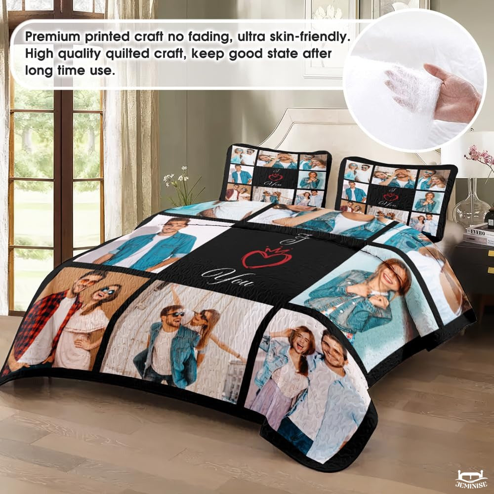 Personalized Love and Relationships Quilt with Photo and Heart