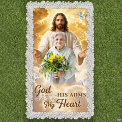 Full display of the sacred Christian memorial tribute throw blanket showing the heavenly scene