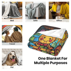 Stained glass gingerbread couple throw blanket view 6 highlighting glass mosaic tiles and colorful room decor