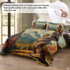 Personalized Bigfoot Peace Sign Mountain Landscape Quilt Sets