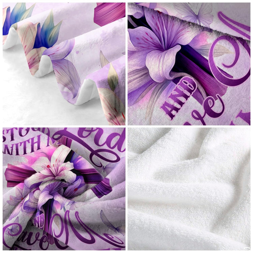 Custom Floral Cross Bible Verse Blanket, Machine Washable