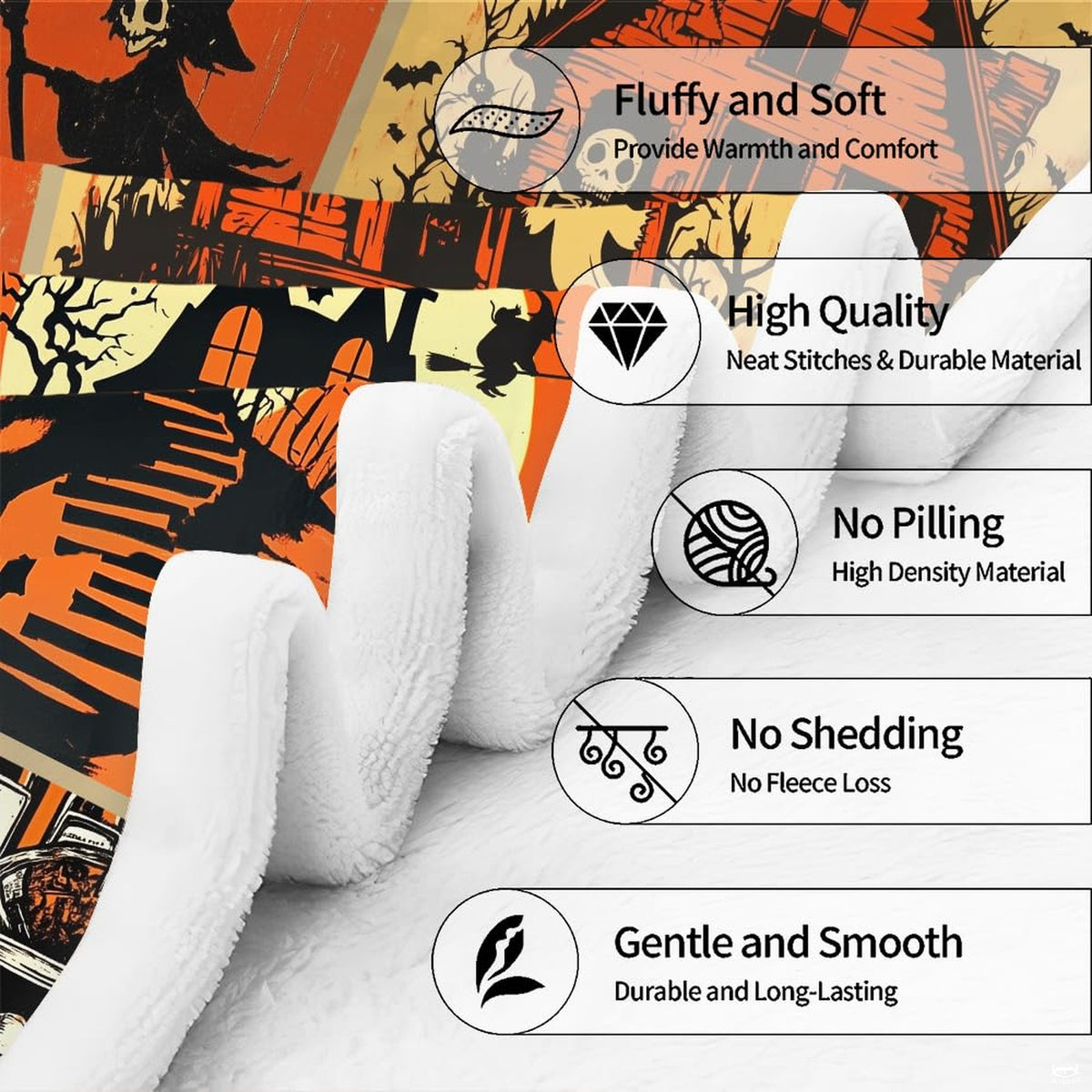 Lifestyle setting displaying the vintage comic throw blanket neatly folded on an armchair.